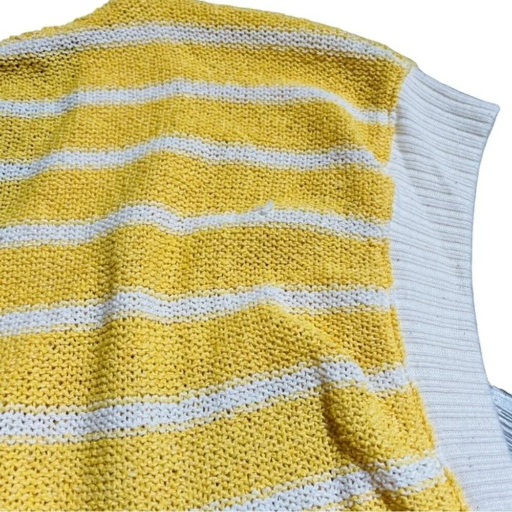 Zara Chunky Knit Sweater Vest Oversized Women’s M V-Neck Casual Chic Striped - Picture 6 of 7